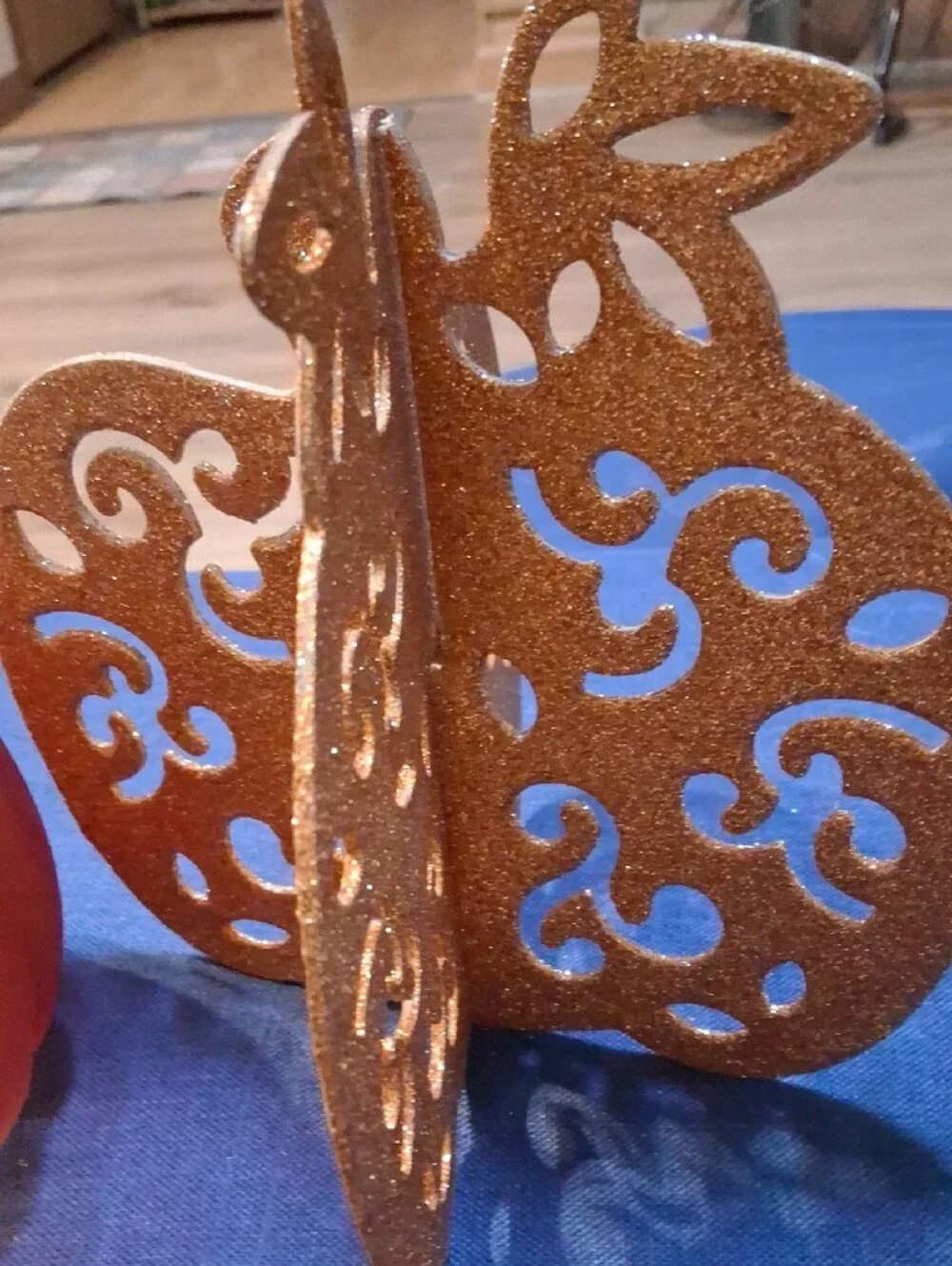 Orange Frosted Glass Pumpkin Candle Or Candy Holder/ Glittered Cardboard Pumpkin